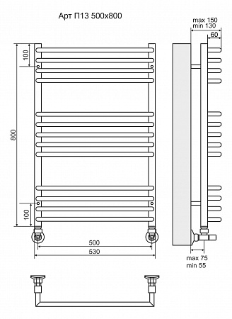 Арт П13 500х800 Полотенцесушитель TERMINUS Черногорск - фото 3 Арт П13 500х800 Полотенцесушитель TERMINUS Черногорск - фото 3
