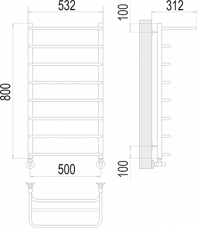 Полка П8 500х800  Полотенцесушитель  TERMINUS Черногорск - фото 3