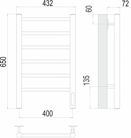 Аврора П6 400х650 Электро (quick touch) Полотенцесушитель TERMINUS Черногорск - фото 3 Аврора П6 400х650 Электро (quick touch) Полотенцесушитель TERMINUS Черногорск - фото 3