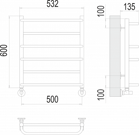 Евромикс П6 500х600 Полотенцесушитель  TERMINUS Черногорск - фото 3