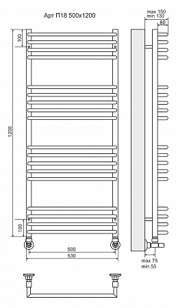 Арт П18 500х1200 Полотенцесушитель TERMINUS Черногорск - фото 3 Арт П18 500х1200 Полотенцесушитель TERMINUS Черногорск - фото 3