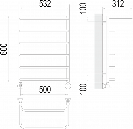 Полка П6 500х600  Полотенцесушитель  TERMINUS Черногорск - фото 3