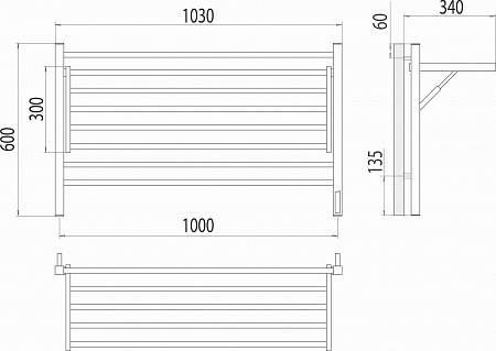 Горизонт П8 1000х600 электро КС ЧЕРНЫЙ МУАР (sensor quick touch) Полотенцесушитель TERMINUS Черногорск - фото 5